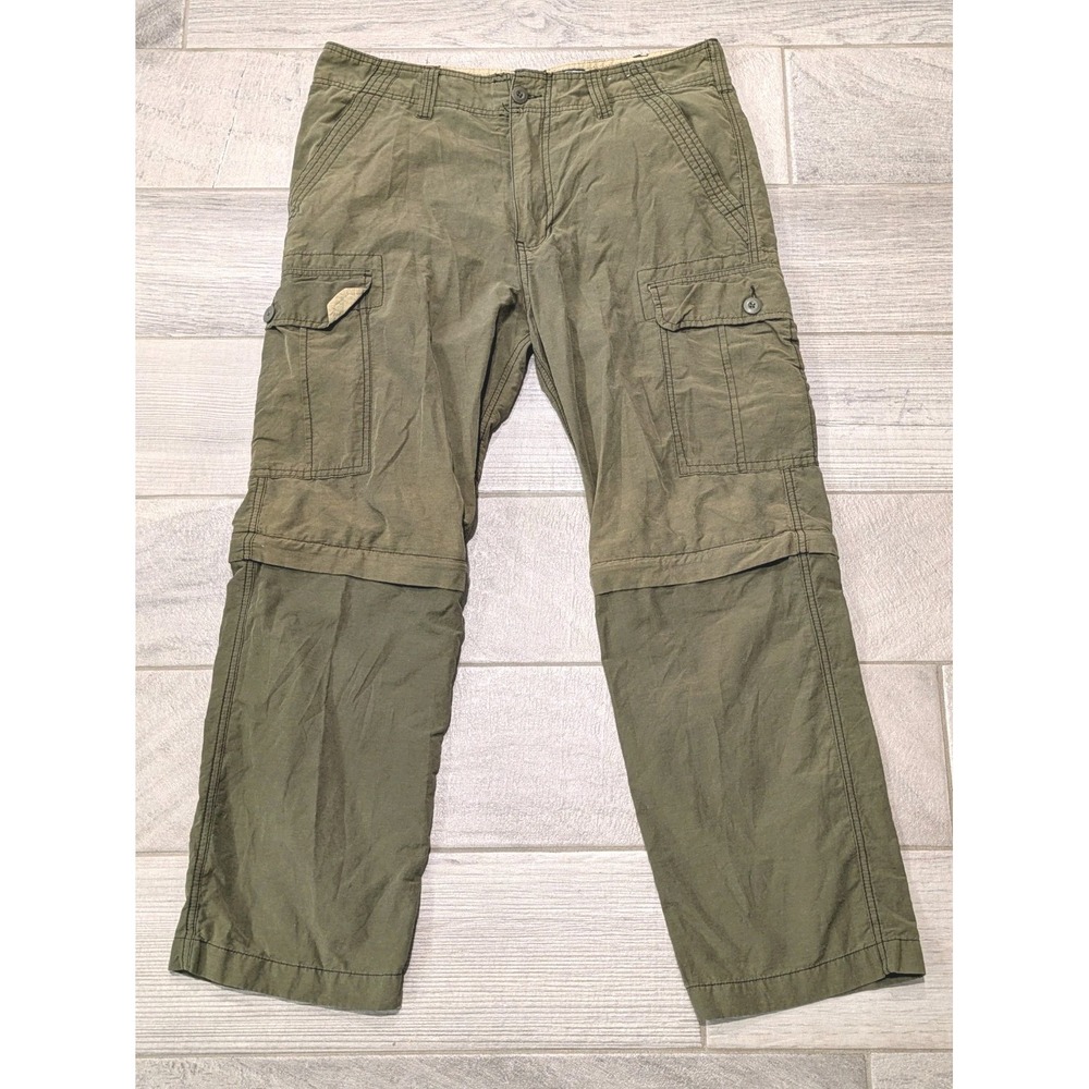 WearFirst Convertible Cargo Pants Mens 34X30 Olive Green Hiking Outdoors